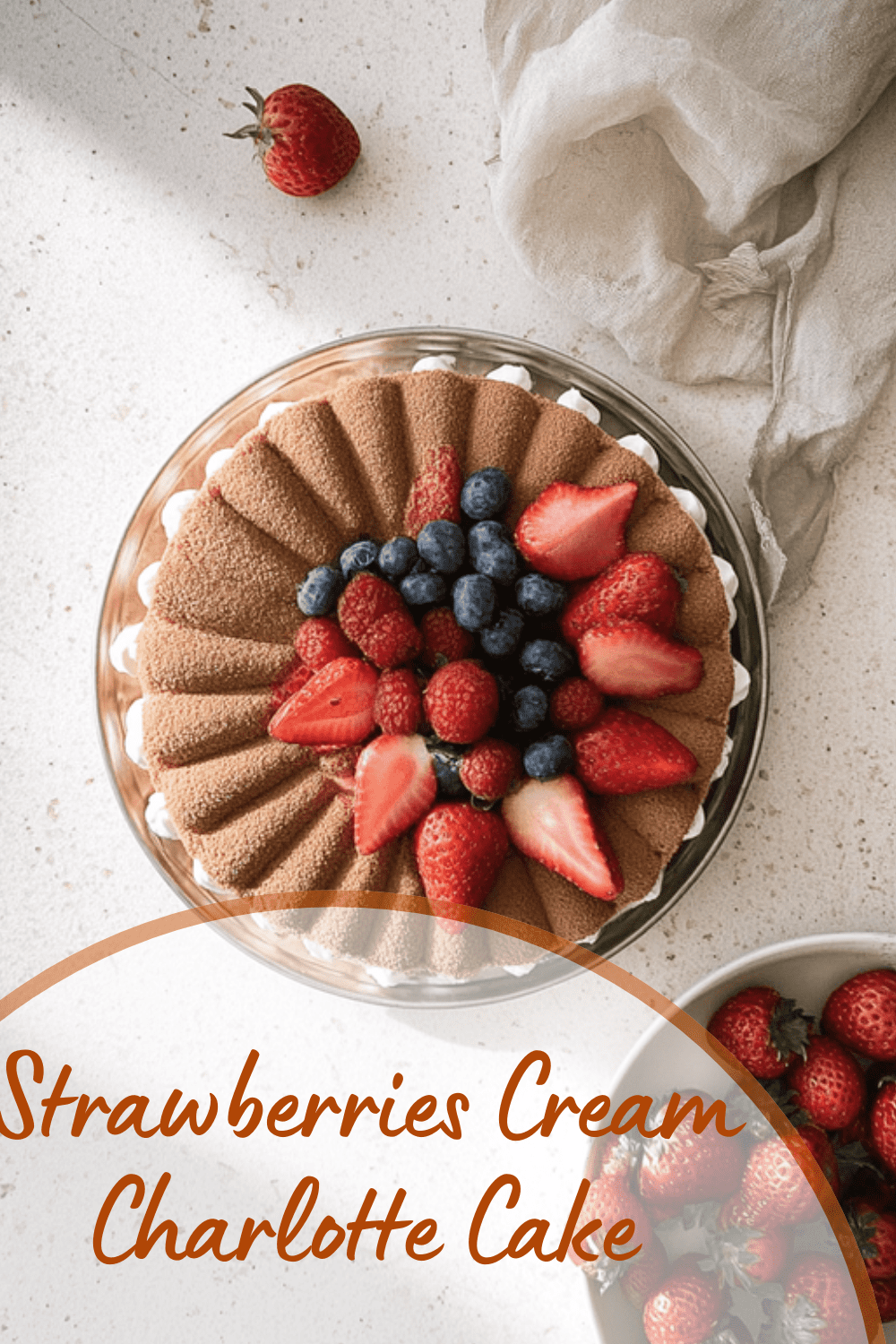 Strawberries Cream Charlotte Cake