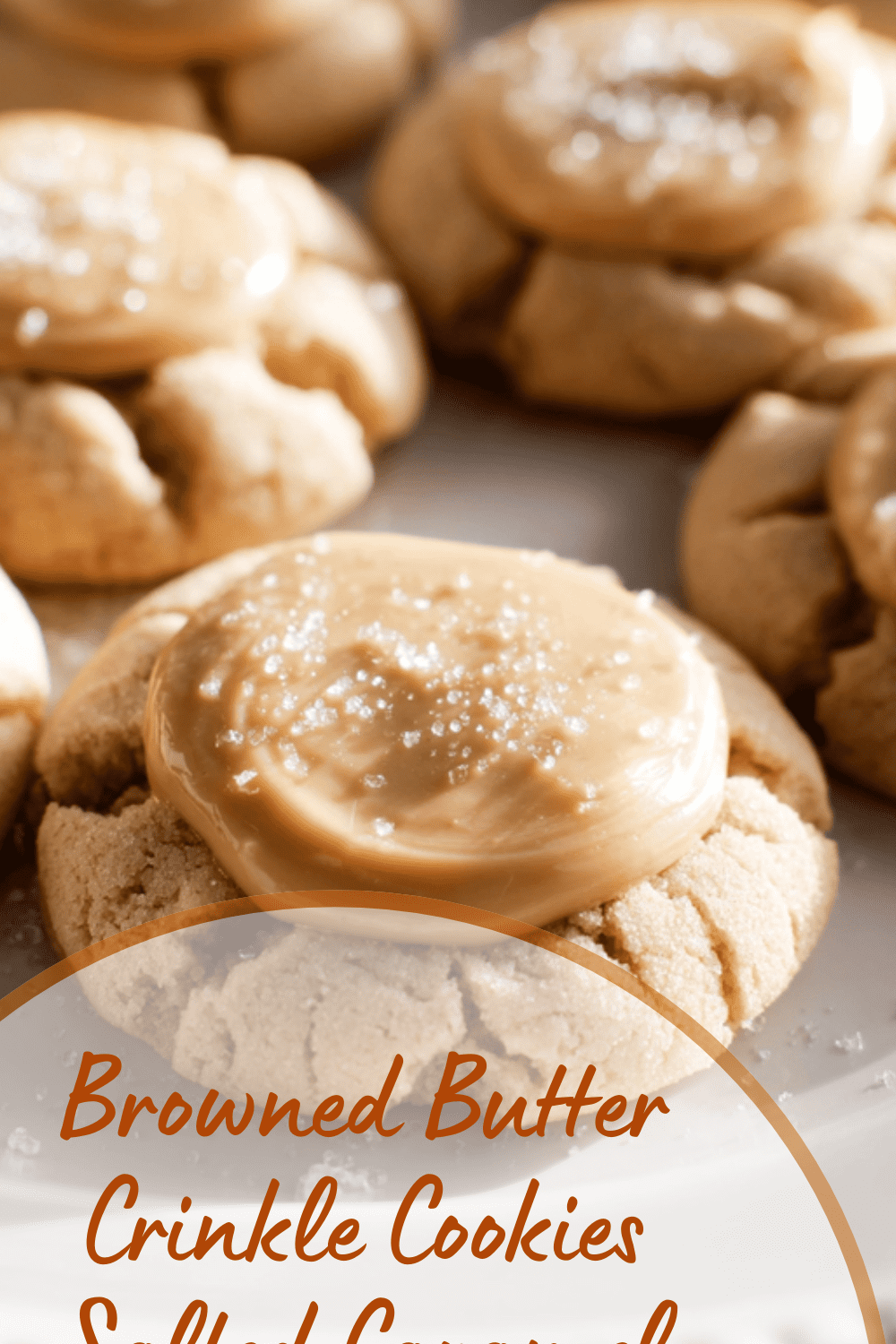 Browned Butter Crinkle Cookies Salted Caramel Frosting