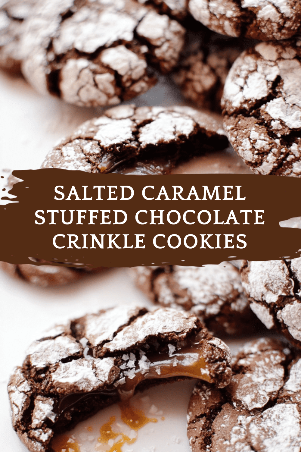 Salted Caramel Stuffed Chocolate Crinkle Cookies