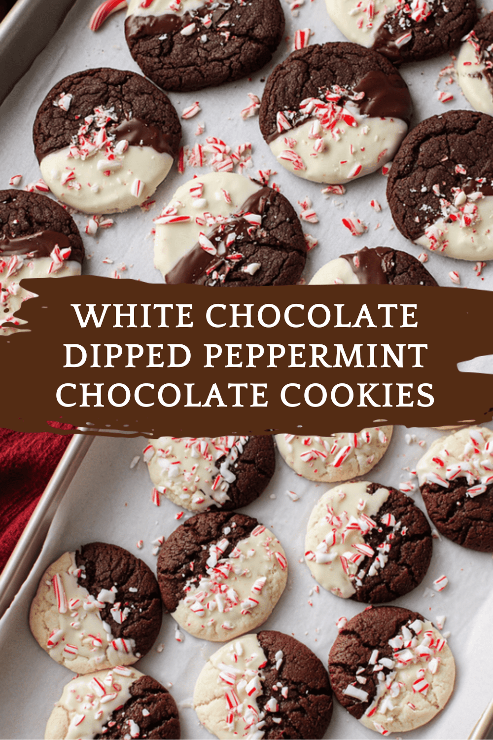 White Chocolate Dipped Peppermint Chocolate Cookies