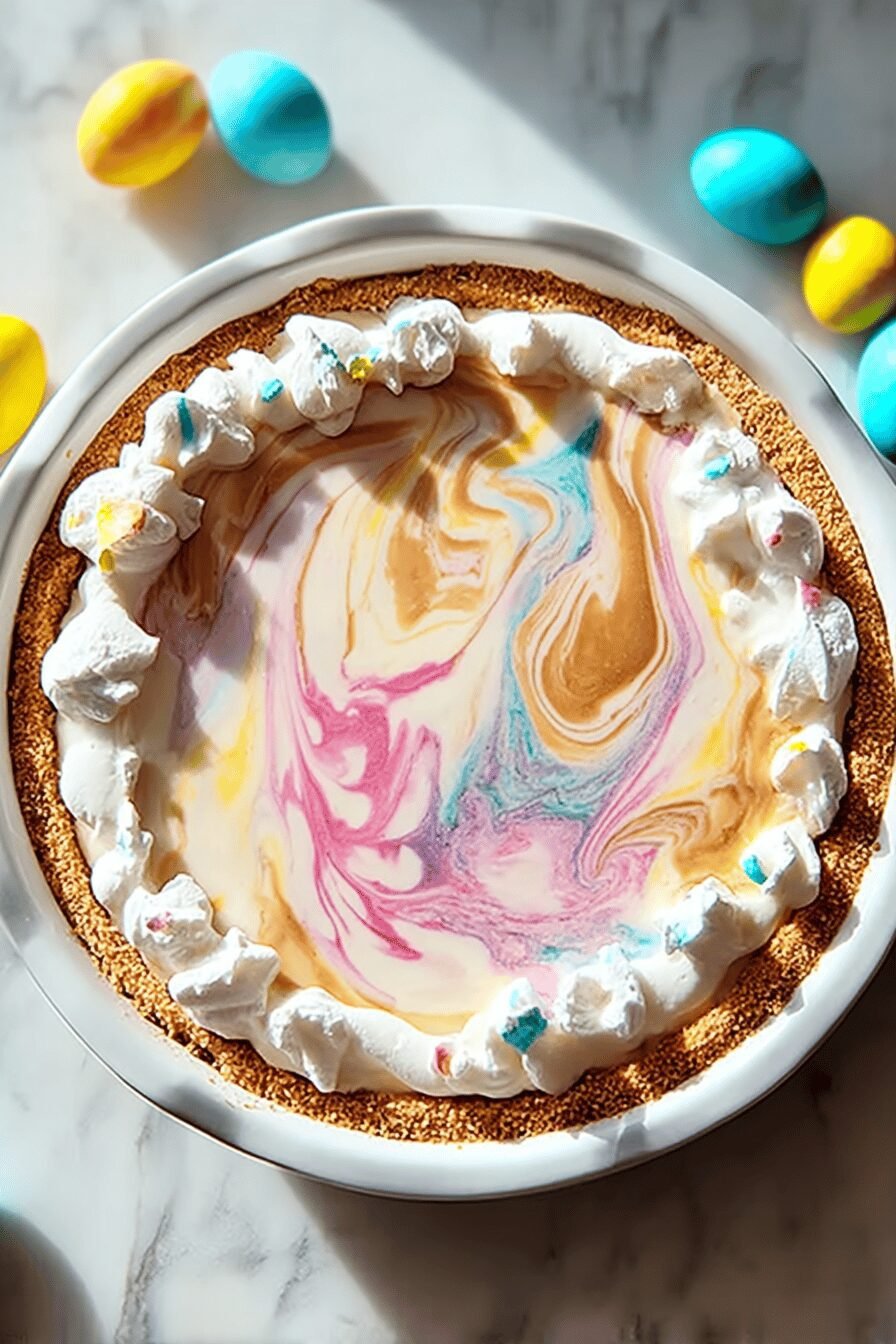 Easter Swirl Cheesecake Pie