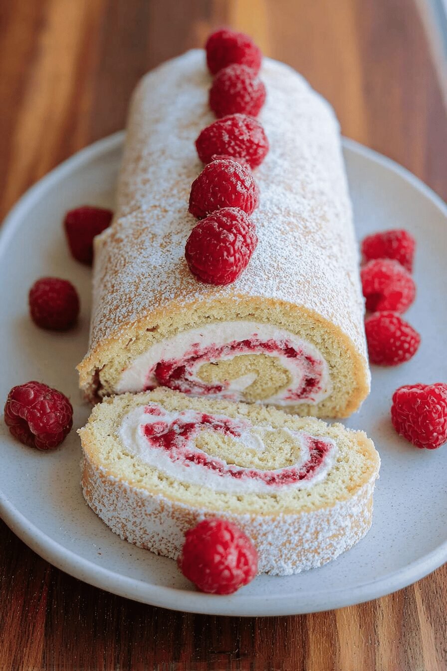 Raspberry Swiss Roll Cake