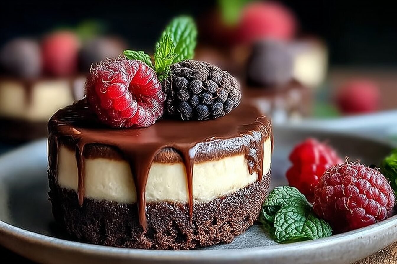 Brownie Bottom Mini Cheesecakes