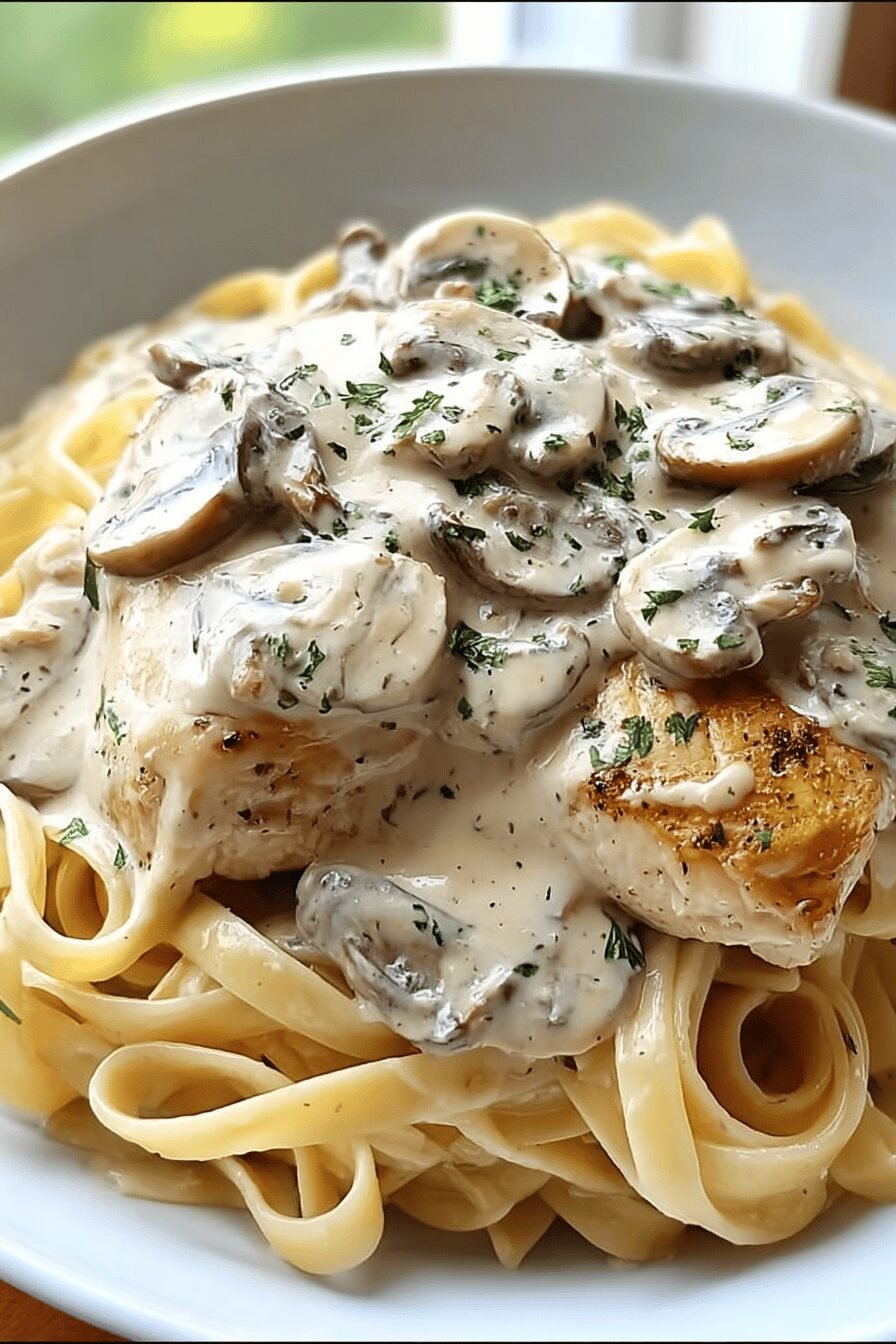 Chicken Mushroom Fettuccine Alfredo Recipe With Creamy Sauce 6 Chicken Alfredo Mushroom