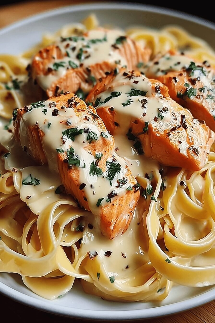 Creamy Garlic Salmon Pasta