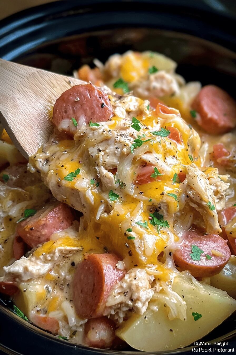 Crockpot Cheesy Chicken Sausage