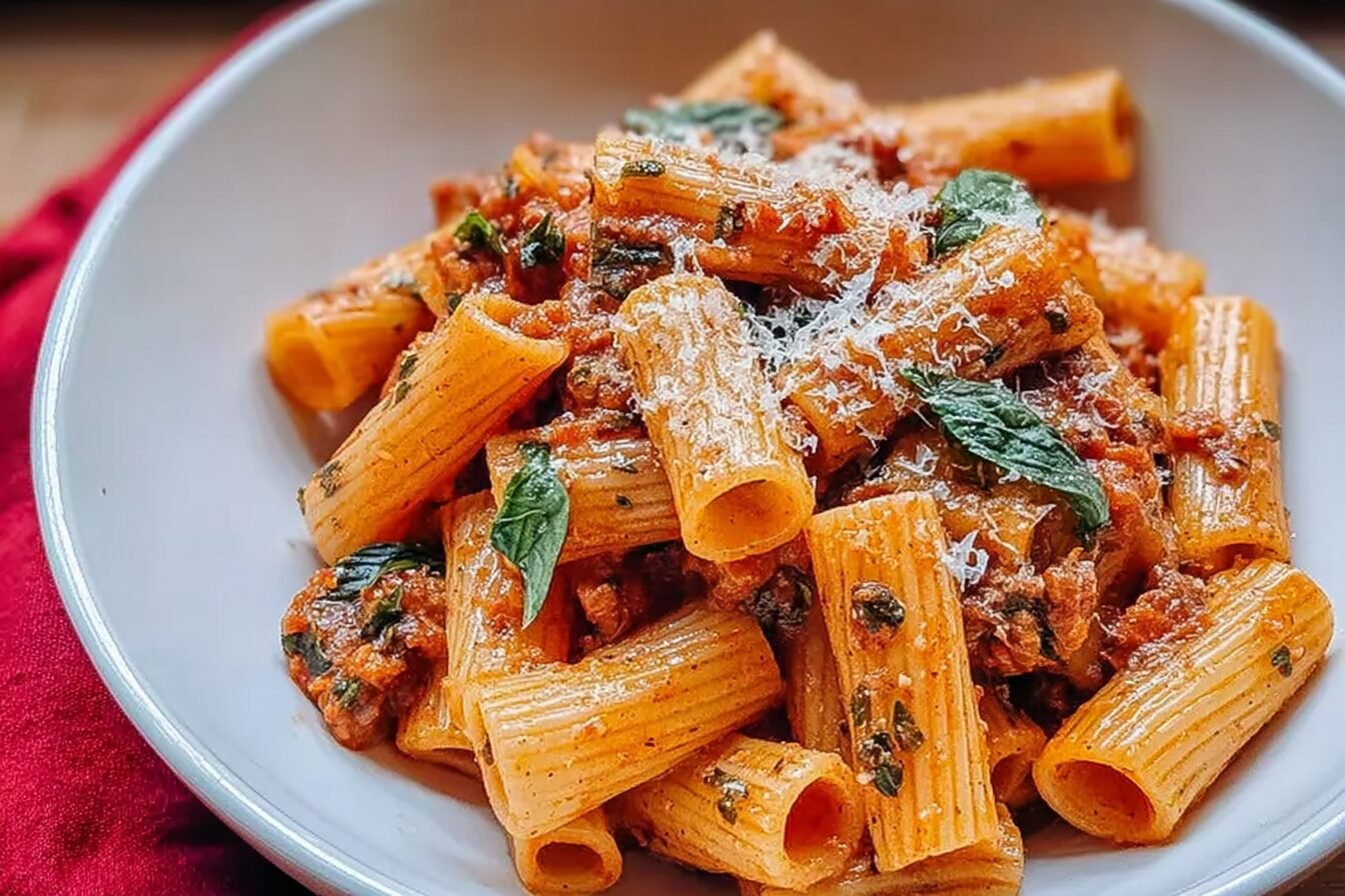 Spicy Basil Rigatoni Recipe With Rich Tomato Sauce And Fresh Herbs 6 Spicy Basil Rigatoni