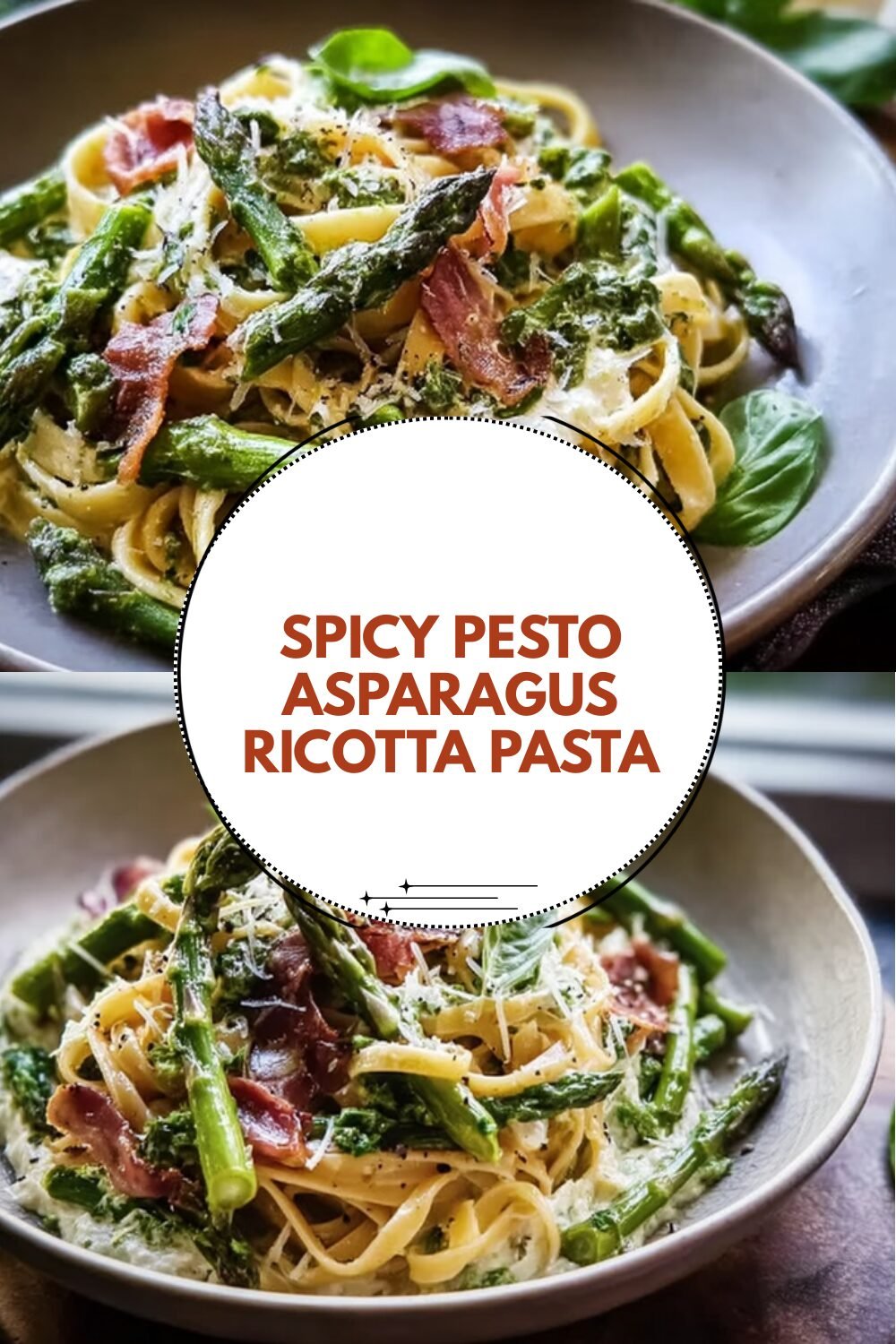 Spicy Pesto Pasta With Asparagus Ricotta And Crispy Prosciutto 4 Spicy Pesto Asparagus Ricotta Pasta