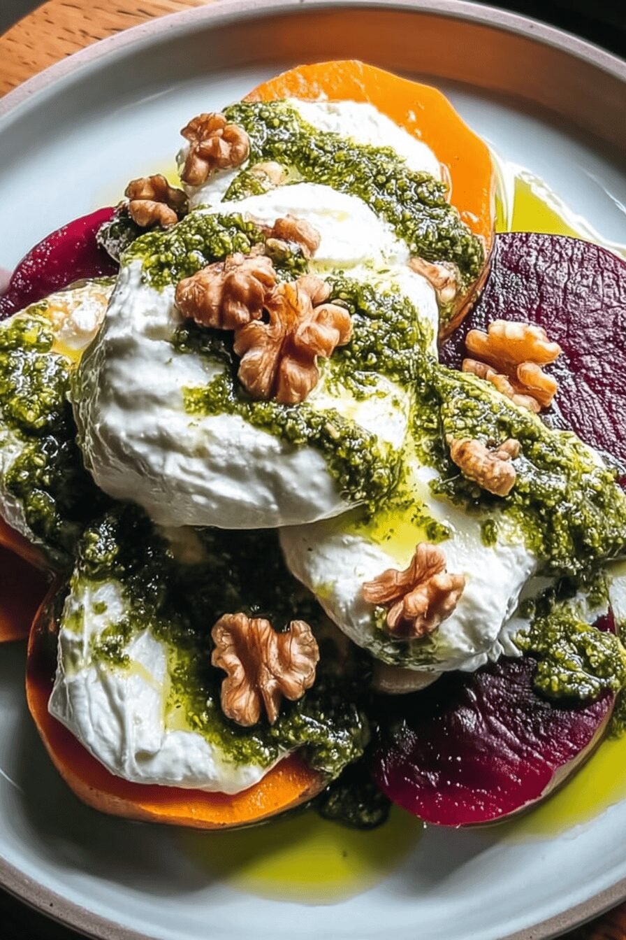 Sweet Potatoes Burrata Pesto