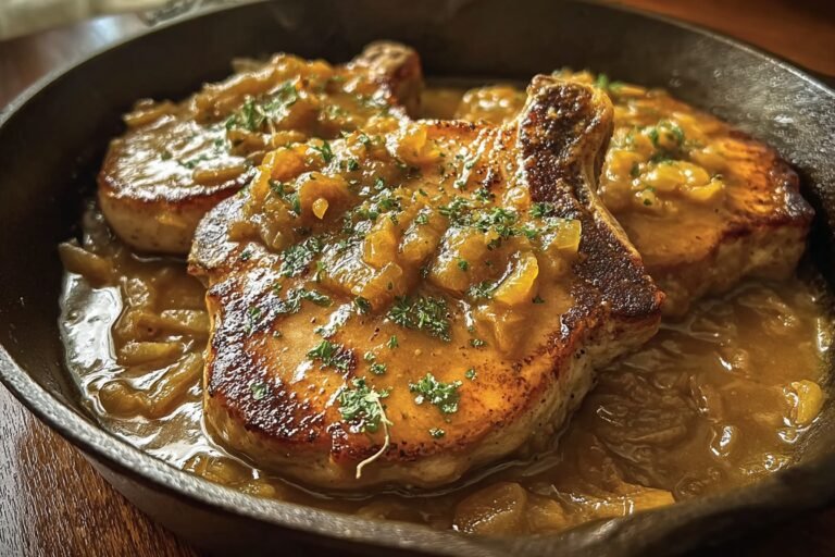 Smothered Pork Chops Recipe With Creamy Onion Gravy For Comfort Food 8 Pork Chops Onion Gravy 75.Png