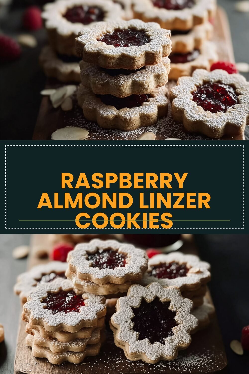 Raspberry Almond Linzer Cookies