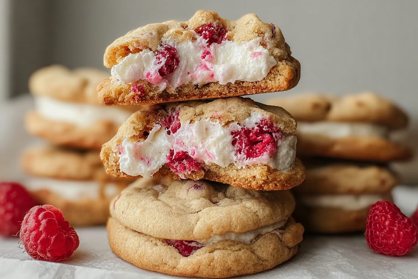 Raspberry Cheesecake Stuffed Cookies