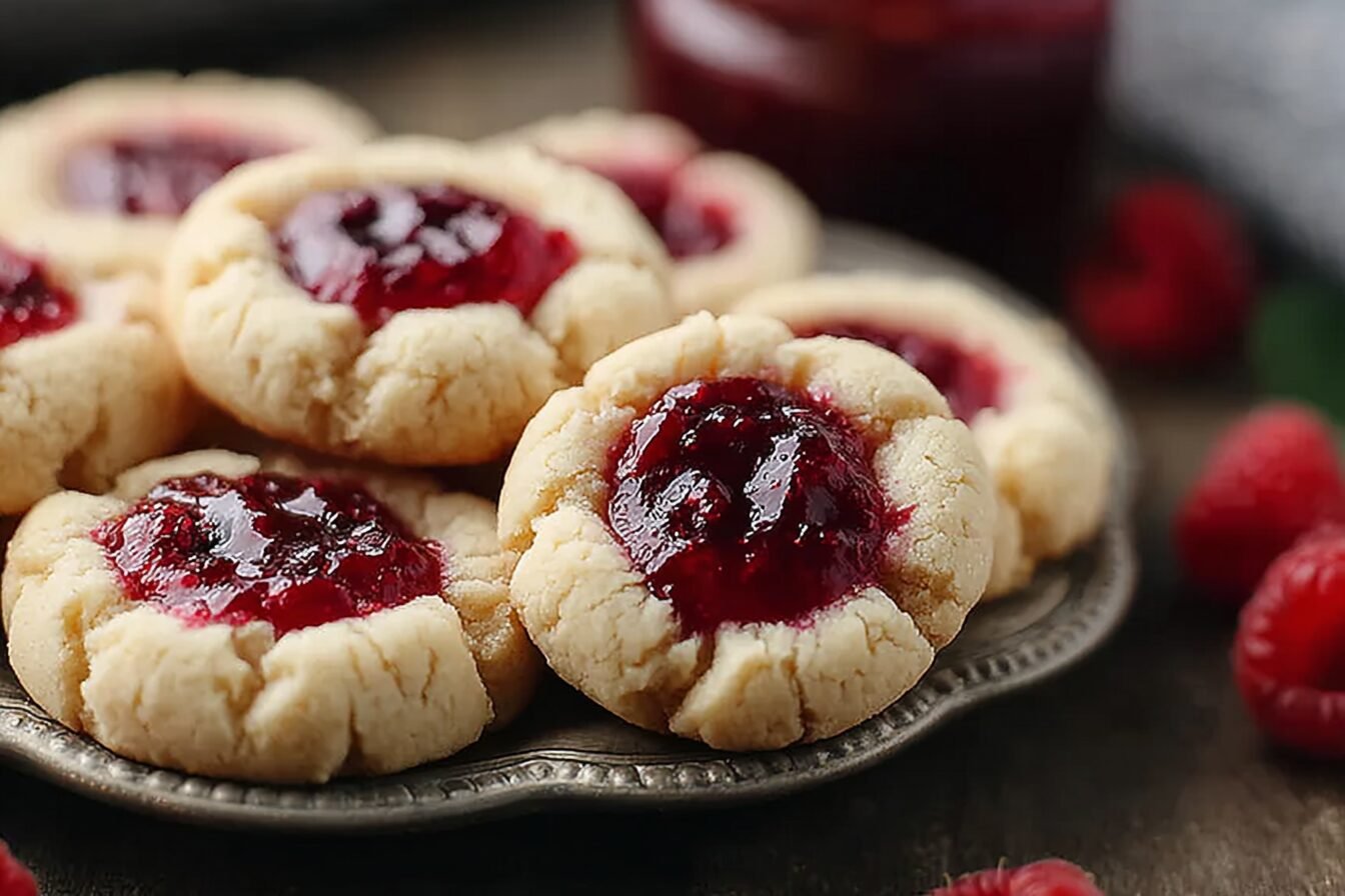 Raspberry Cheesecake Thumbprint Cookies