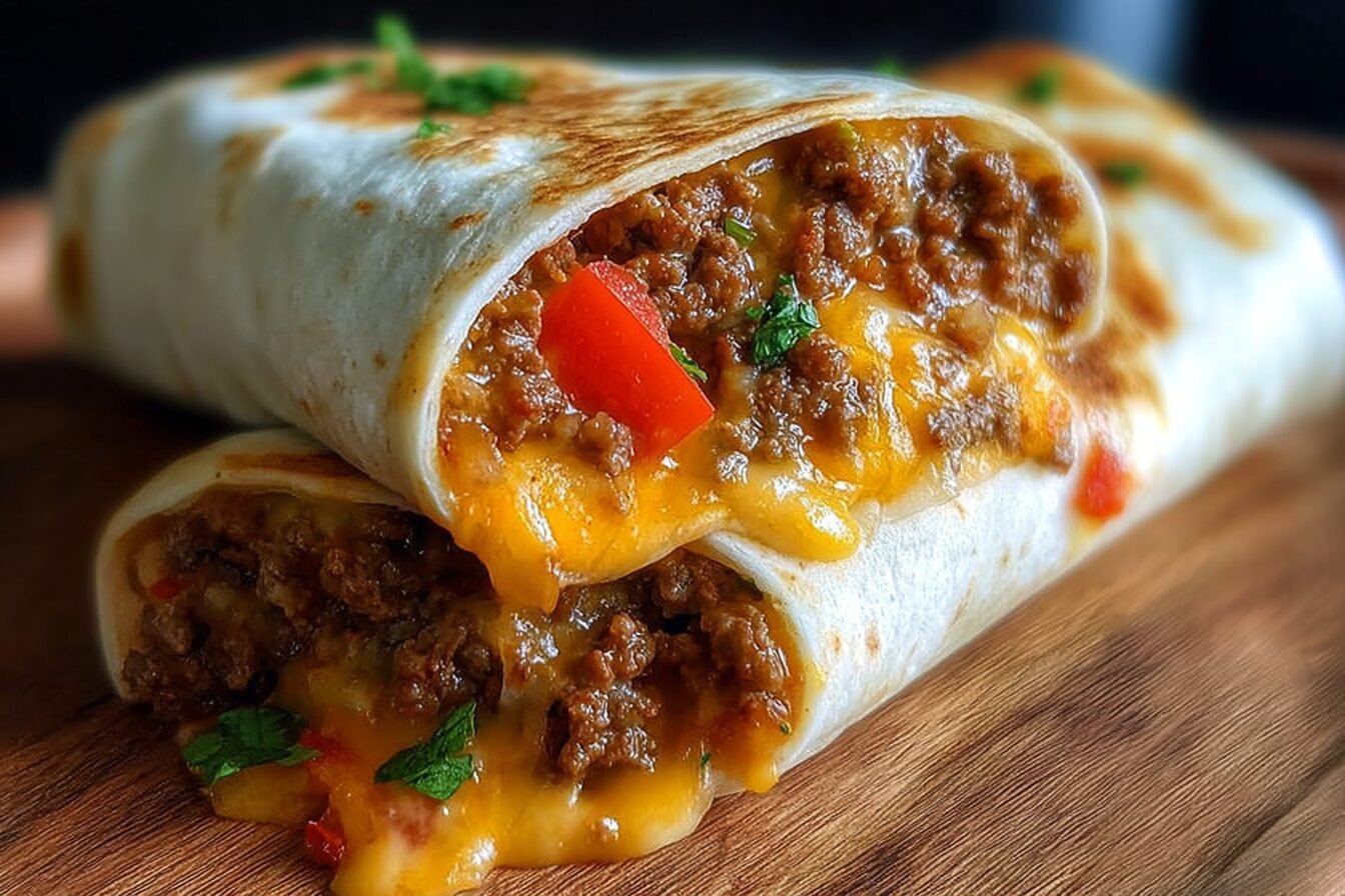 Cheesy Beefy Burrito Delight