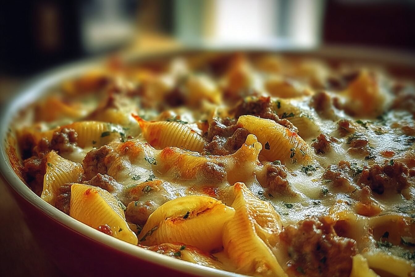 Creamy Beef Shells Casserole