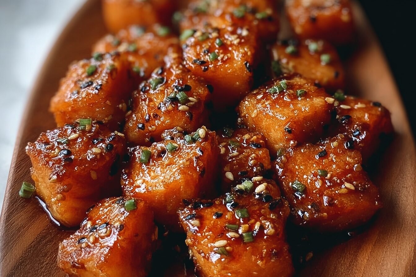 Crispy Honey Garlic Salmon Bites