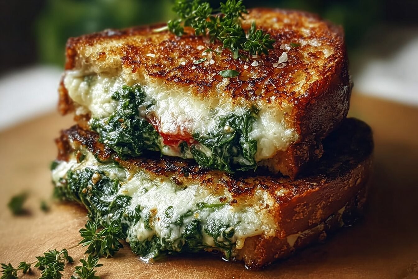 Gourmet Mediterranean Spinach Grilled Cheese