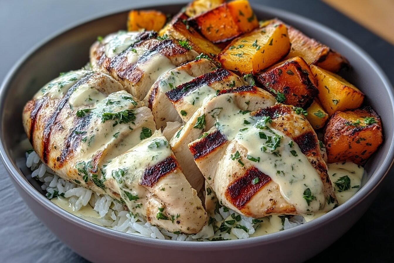 Grilled Chicken Creamy Herb Sauce