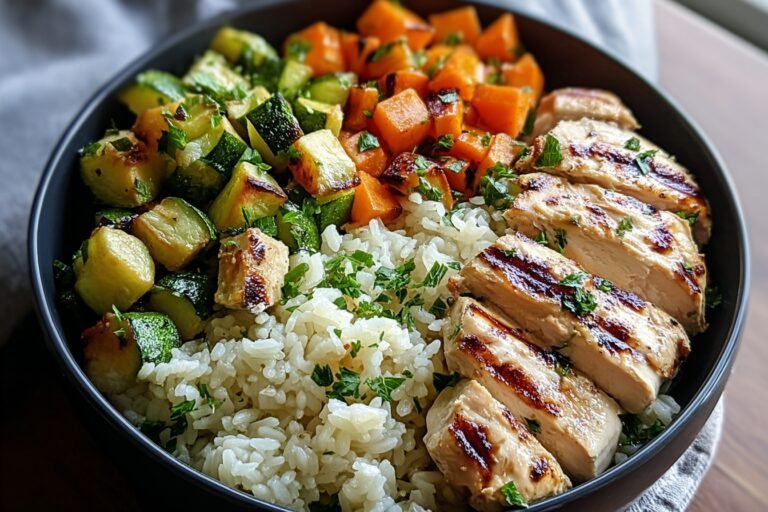 Grilled Chicken Garlic Veggie Rice Bowl 17.Png