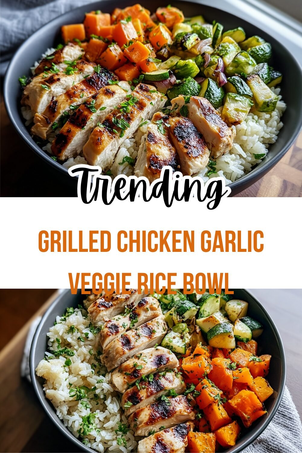 Grilled Chicken Garlic Veggie Rice Bowl