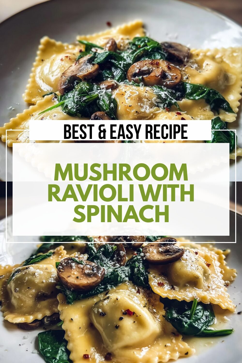 Mushroom Ravioli With Spinach