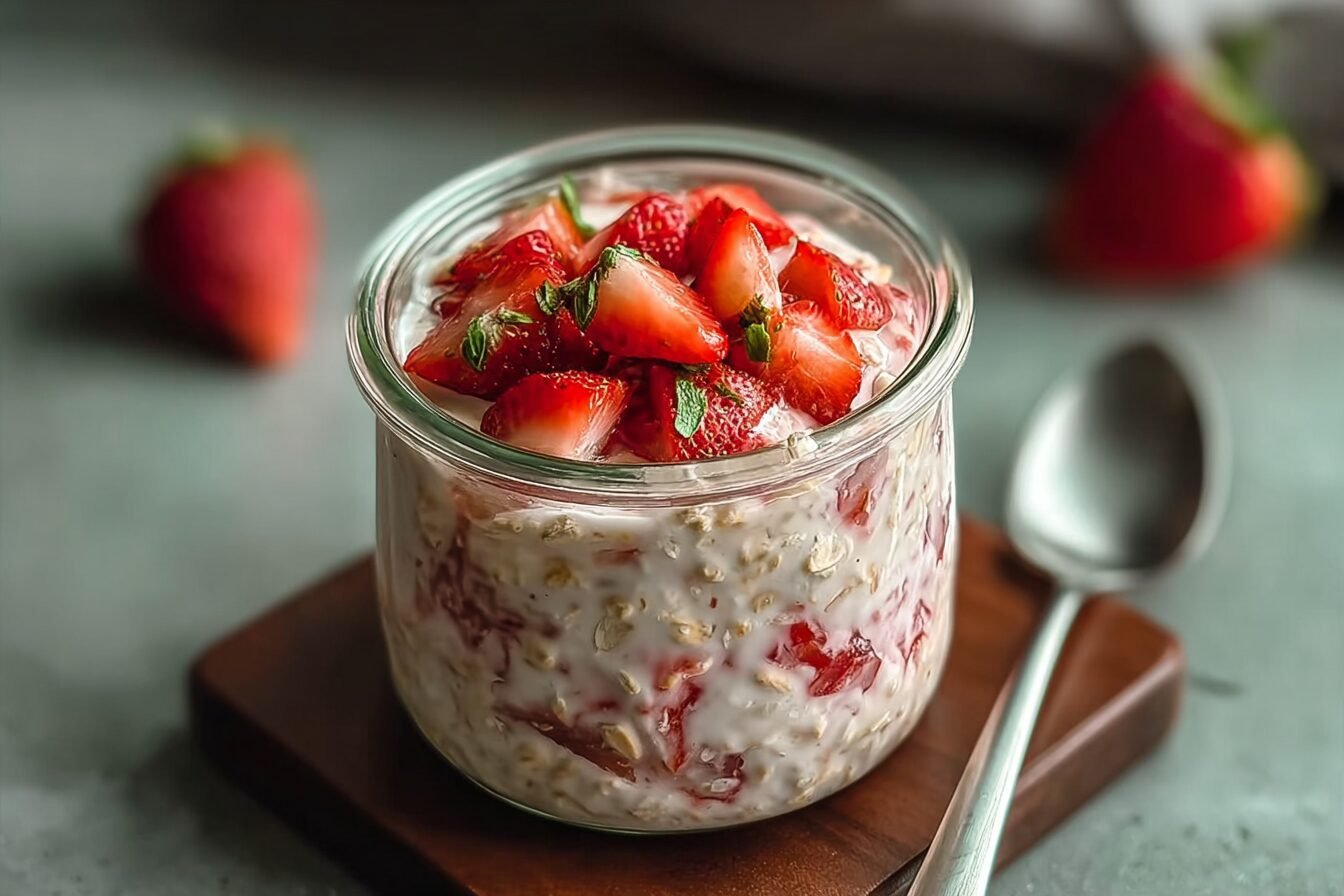 Strawberries And Cream Overnight Oats Recipe For Easy Healthy Breakfast 6 Strawberries And Cream Overnight Oats