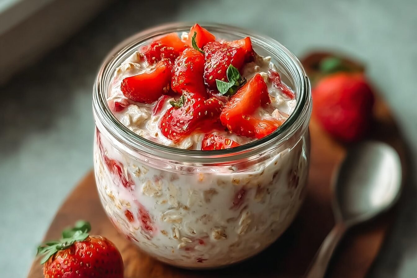 Strawberries And Cream Overnight Oats Recipe For A Healthy Morning 6 Strawberries And Cream Overnight Oats