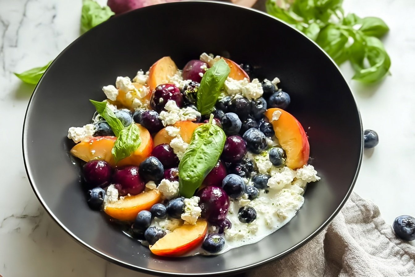 Easy Blueberry Peach Feta Salad Recipe