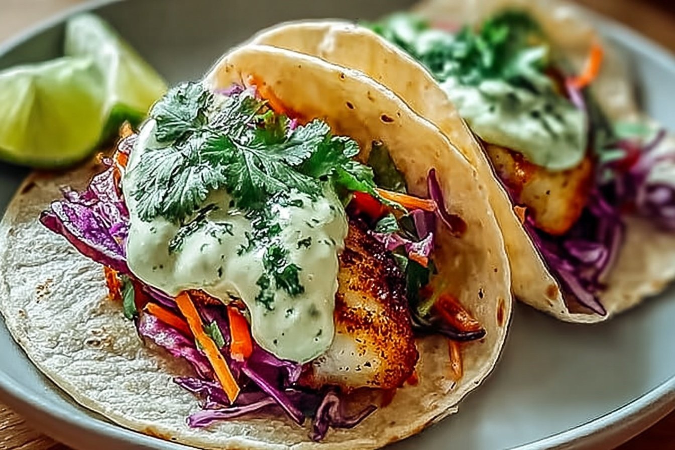 Fish Tacos Lime Crema
