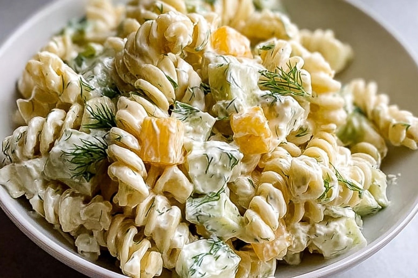 Simple Dill Pickle Pasta Salad