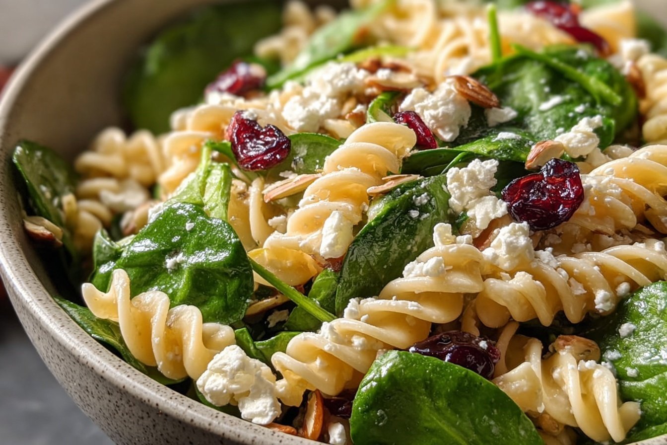 Spinach Pasta Salad With Feta And Cranberries