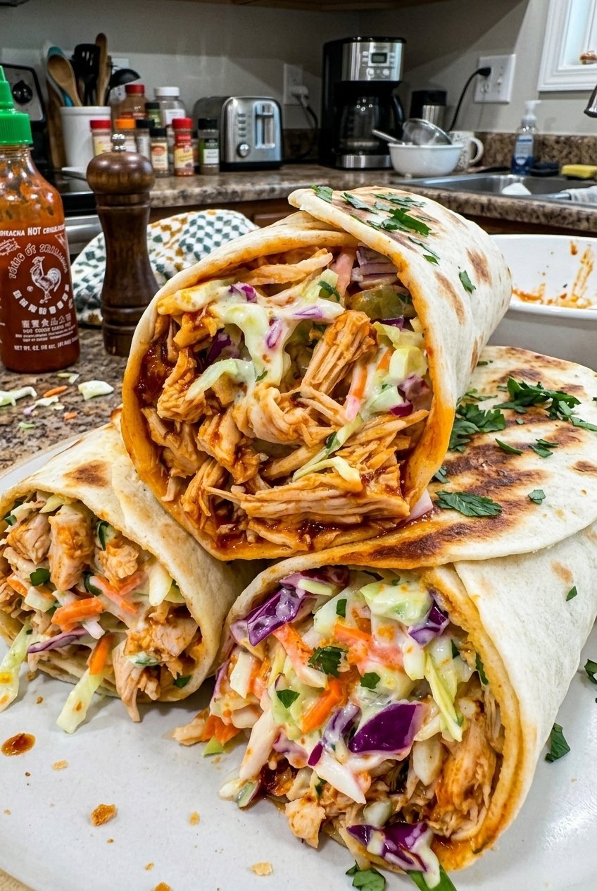 Bbq Chicken Wraps Recipe Easy Delicious Lunch 6 Bbq Chicken Coleslaw Wraps