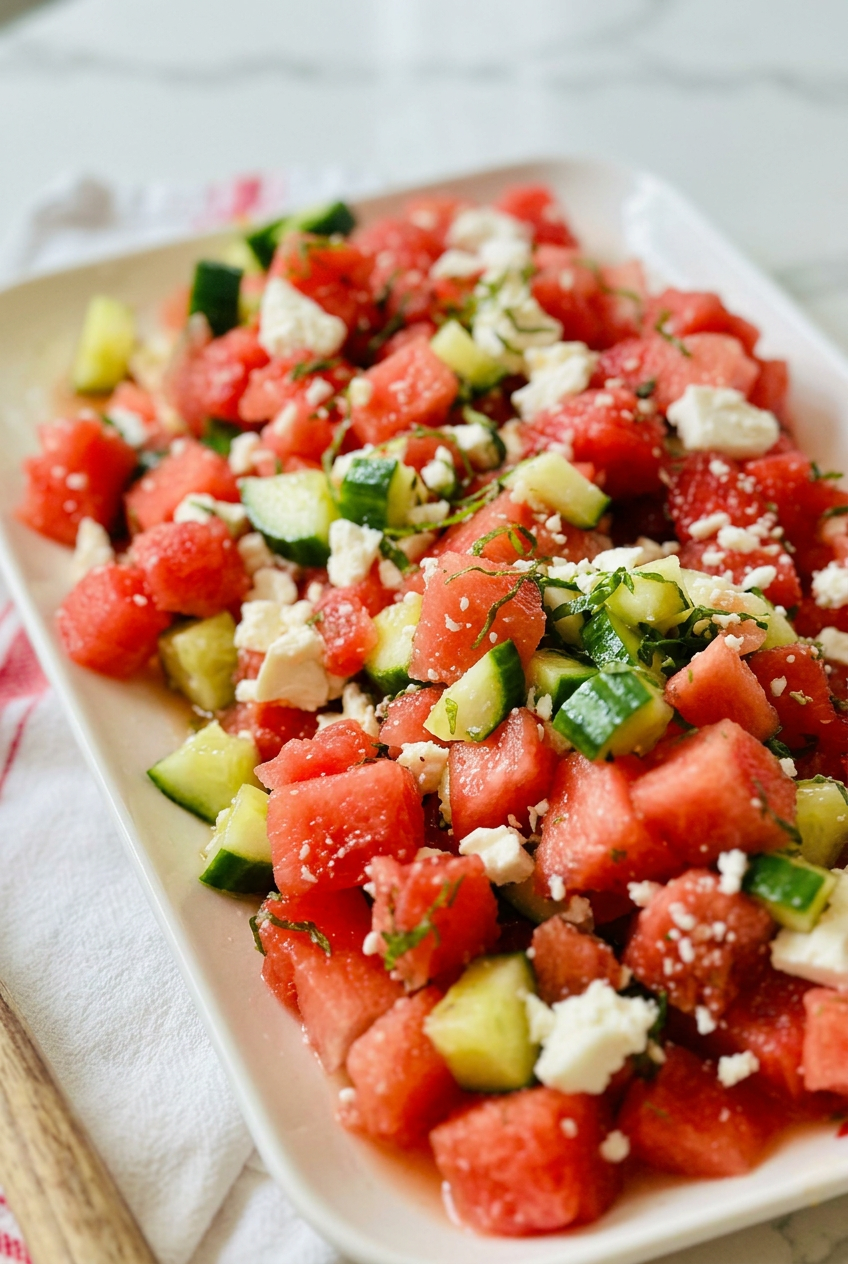 Cucumber Watermelon Salad With Feta