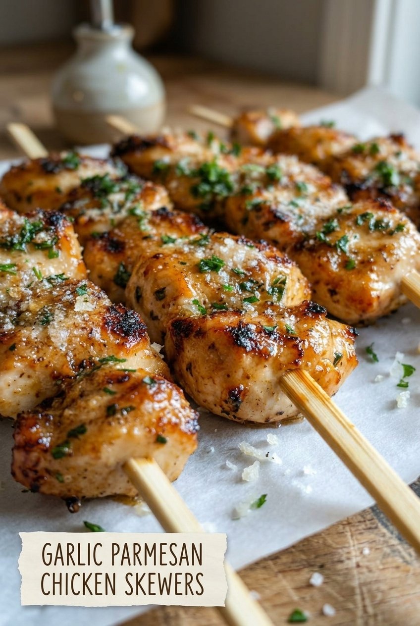 Garlic Parmesan Chicken Skewers