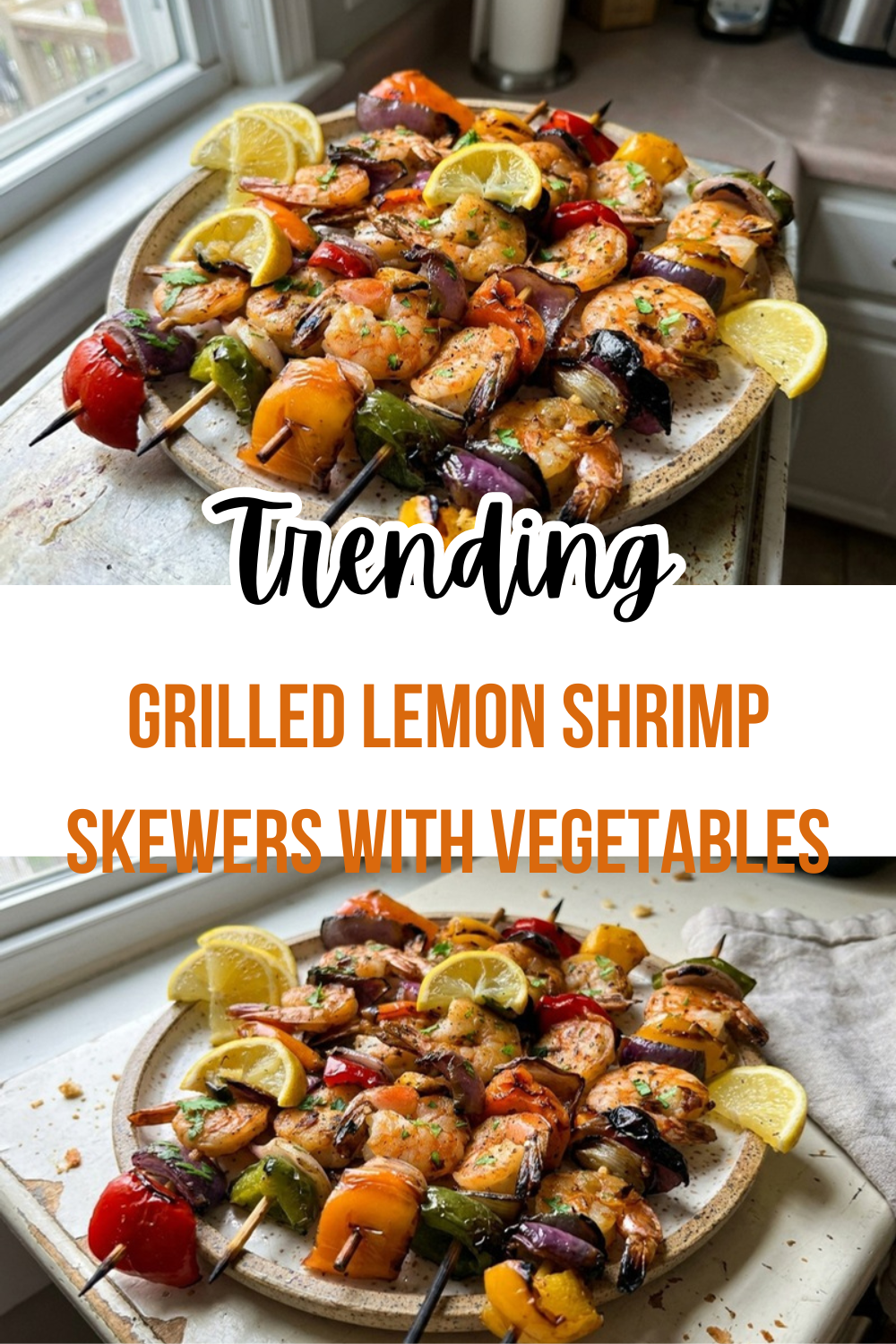 Grilled Lemon Garlic Skewers Recipe 7 Grilled Lemon Shrimp Skewers With Vegetables