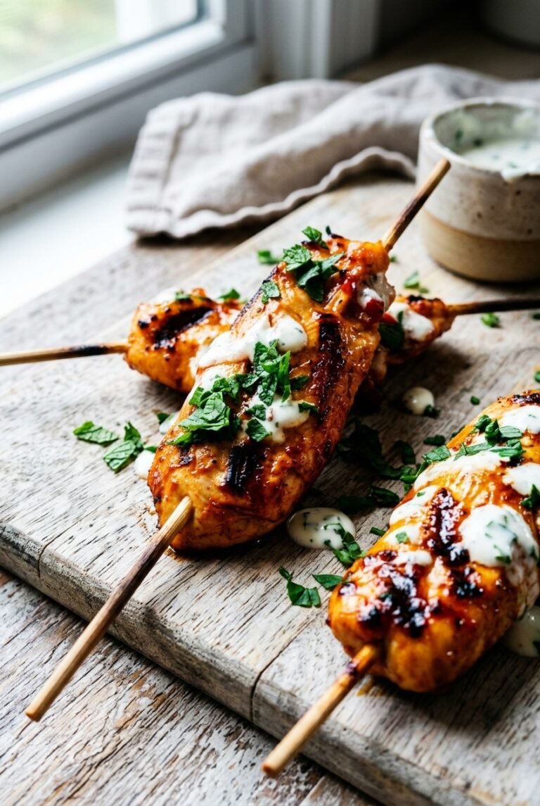 Honey Harrisa Chicken Skewers With Garlic Mint Sauce 81.Png